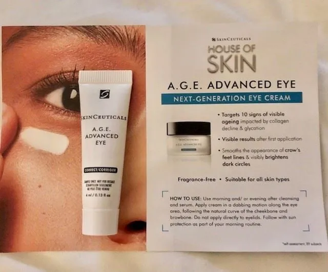 I received the A.G.E Advanced Eye cream by Skinceauticals