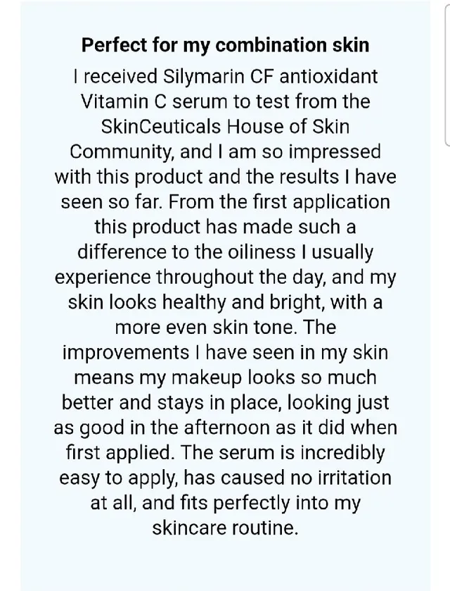 My review of Silymarin CF antioxidant Vitamin C serum